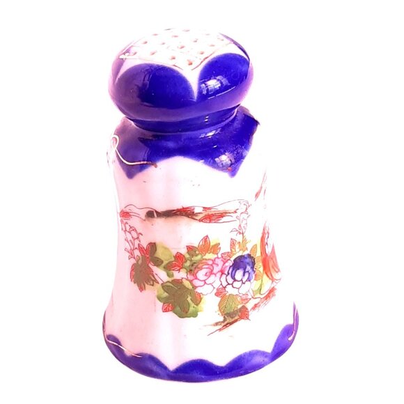 Vintage Hand-Painted Japanese Porcelain Hat Pin Holder With Geisha & Floral Desi - Picture 4 of 7